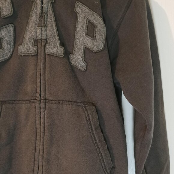 Gap Kids/Zip Hoodie/Kids M 8/Gray Textured Logo Pocket - Picture 6 of 7